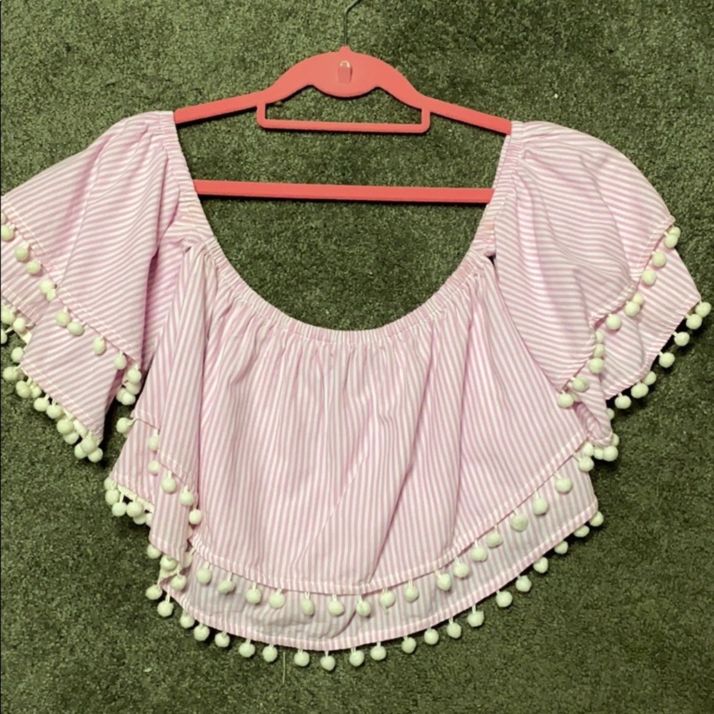 Off the Shoulder Top with Tassels - Picture 2 of 5